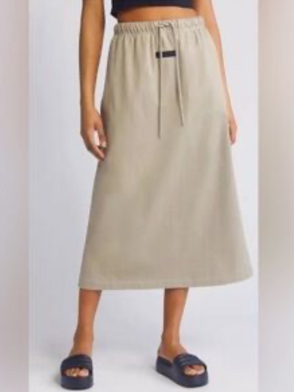 Fear of God Essentials cotton maxi skirt with Black Logo Patch, size S